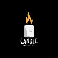 witte kaars met vuur in donker logo ontwerp vector grafisch symbool pictogram illustratie creatief idee
