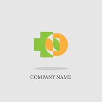 logo icoon voor verzekeringsmaatschappij ontwerp letter d met trendy oranje groen gezondheidspictogram vector