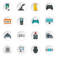 video game iconen set, vlakke stijl vector