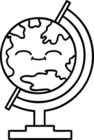 lijntekening cartoon wereldbol van de wereld vector