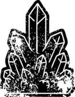 grunge icoon tekening van kristallen edelstenen vector