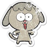 noodlijdende sticker van een schattige tekenfilmhond vector