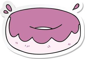 sticker van een eigenzinnige, met de hand getekende cartoon ijsdonut vector