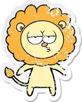 verontruste sticker van een cartoon verveelde leeuw vector
