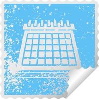 verontruste vierkante peeling sticker symbool werk kalender vector