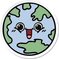 sticker van een schattige cartoon planeet aarde vector