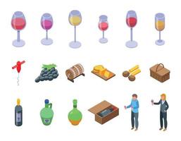 sommelier partij pictogrammen instellen isometrische vector. hand proost vector