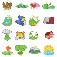 tuin iconen set, cartoon stijl vector