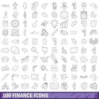 100 financiën iconen set, Kaderstijl vector