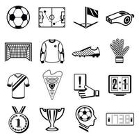 voetbal voetbal iconen set, eenvoudige stijl vector