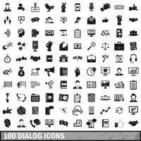 100 dialoogpictogrammen ingesteld, eenvoudige stijl vector