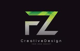 fz brief logo ontwerp. groene textuur creatieve pictogram moderne brieven vector logo.