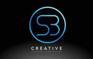 neonblauw sb-brieven logo-ontwerp slank. creatief eenvoudig schoon briefconcept. vector