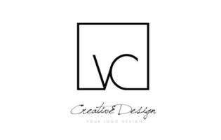 vc vierkant frame letter logo-ontwerp met zwarte en witte kleuren. vector