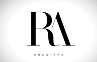 ra artistiek letterlogo-ontwerp met serif-lettertype in zwarte en witte kleuren vectorillustratie vector