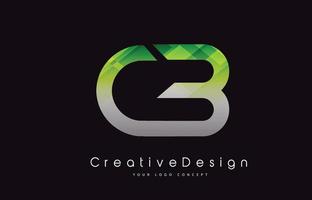 cb brief logo ontwerp. groene textuur creatieve pictogram moderne brieven vector logo.