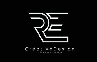 re re letter logo-ontwerp in witte kleuren. vector