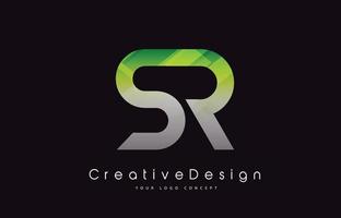 sr brief logo ontwerp. groene textuur creatieve pictogram moderne brieven vector logo.