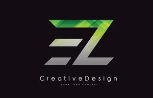 ez brief logo ontwerp. groene textuur creatieve pictogram moderne brieven vector logo.