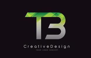tb brief logo ontwerp. groene textuur creatieve pictogram moderne brieven vector logo.