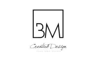 bm vierkant frame letter logo-ontwerp met zwarte en witte kleuren. vector