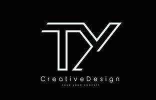 ty ty letter logo-ontwerp in witte kleuren. vector