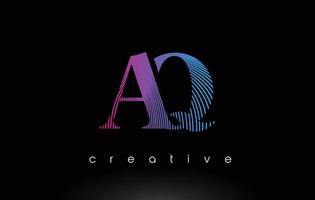 aq-logo-ontwerp met meerdere lijnen en paarsblauwe kleuren. vector