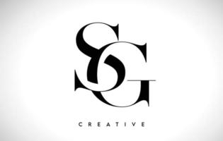 gs artistiek letterlogo-ontwerp met serif-lettertype in zwarte en witte kleuren vectorillustratie vector