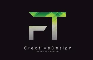 ft brief logo ontwerp. groene textuur creatieve pictogram moderne brieven vector logo.