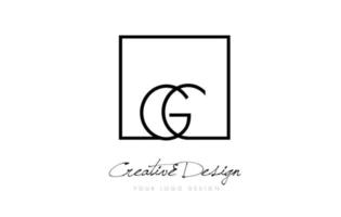 gc vierkant frame letter logo-ontwerp met zwarte en witte kleuren. vector