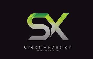 sx brief logo ontwerp. groene textuur creatieve pictogram moderne brieven vector logo.