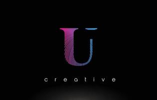u-logo-ontwerp met meerdere lijnen en paarsblauwe kleuren. vector