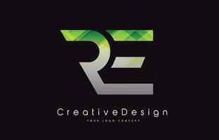 opnieuw brief logo-ontwerp. groene textuur creatieve pictogram moderne brieven vector logo.