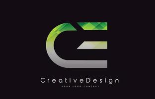 ce brief logo ontwerp. groene textuur creatieve pictogram moderne brieven vector logo.