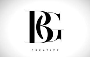 bg artistiek letterlogo-ontwerp met serif-lettertype in zwarte en witte kleuren vectorillustratie vector