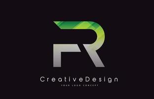 fr brief logo ontwerp. groene textuur creatieve pictogram moderne brieven vector logo.