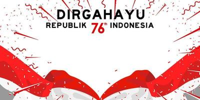 vlagbanner van indonesische gelukkige onafhankelijkheidsdag. 76 jaar Indonesische vrijheid vector