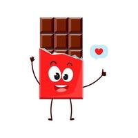 schattige cartoon chocolade toont een like. vectorsymbool gemarkeerd op een witte achtergrond voor een mascotte, boeken, ansichtkaarten en nog veel meer. vector