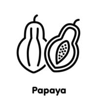 papaya lineaire pictogram, vector illustratie.
