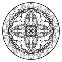 cirkelvormige bloemmandala met uitstekende bloemenstijl, vectormandala oosters patroon, hand getrokken decoratief element. uniek ontwerp met bloemblaadje. concept ontspannen en meditatie gebruik voor pagina logo boek vector