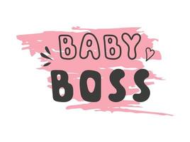 baby baas belettering, zwart lettertype op roze achtergrond. decoratieve print voor t-shirts. vector illustratie