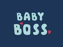 baby baas handgeschreven letters met rode harten op blauwe achtergrond. decoratieve print voor t-shirts. vector illustratie