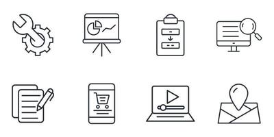 digitale marketing pictogrammen instellen. digitale marketing pack symbool vectorelementen voor infographic web vector