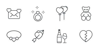 Valentijnsdag pictogrammen instellen. Valentijnsdag pack symbool vector-elementen voor infographic web vector