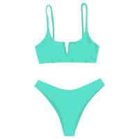 vectorillustratie van vrouwelijke bikini, groene zwembroek vlakke stijl vector