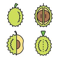 durian pictogrammen instellen vector plat