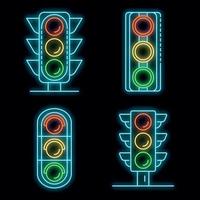 verkeerslichten pictogrammen instellen vector neon
