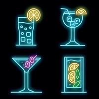 cocktail pictogrammen instellen vector neon