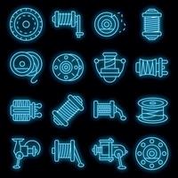 visserij reel iconen set vector neon