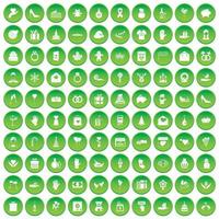 100 geschenkpictogrammen instellen groene cirkel vector